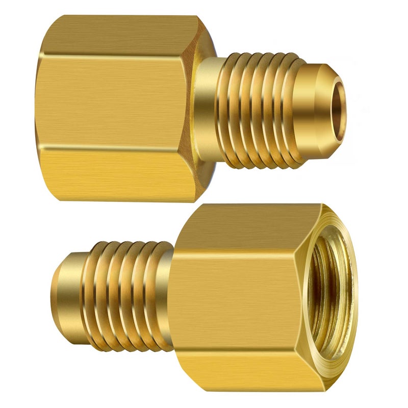 ExcelFu 6 Pieces 6015 R134A Brass Refrigerant Tank Adapter to R12 Fitting Adapter 1/2 Female to 1/4 Male Flare Adaptor Valve Core and 6014 Vacuum Pump 1/4 Inch Flare Female to 1/2 Inch Male - Image 4